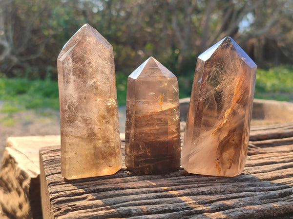 Polished Smokey Quartz Crystals x 6 From Madagascar