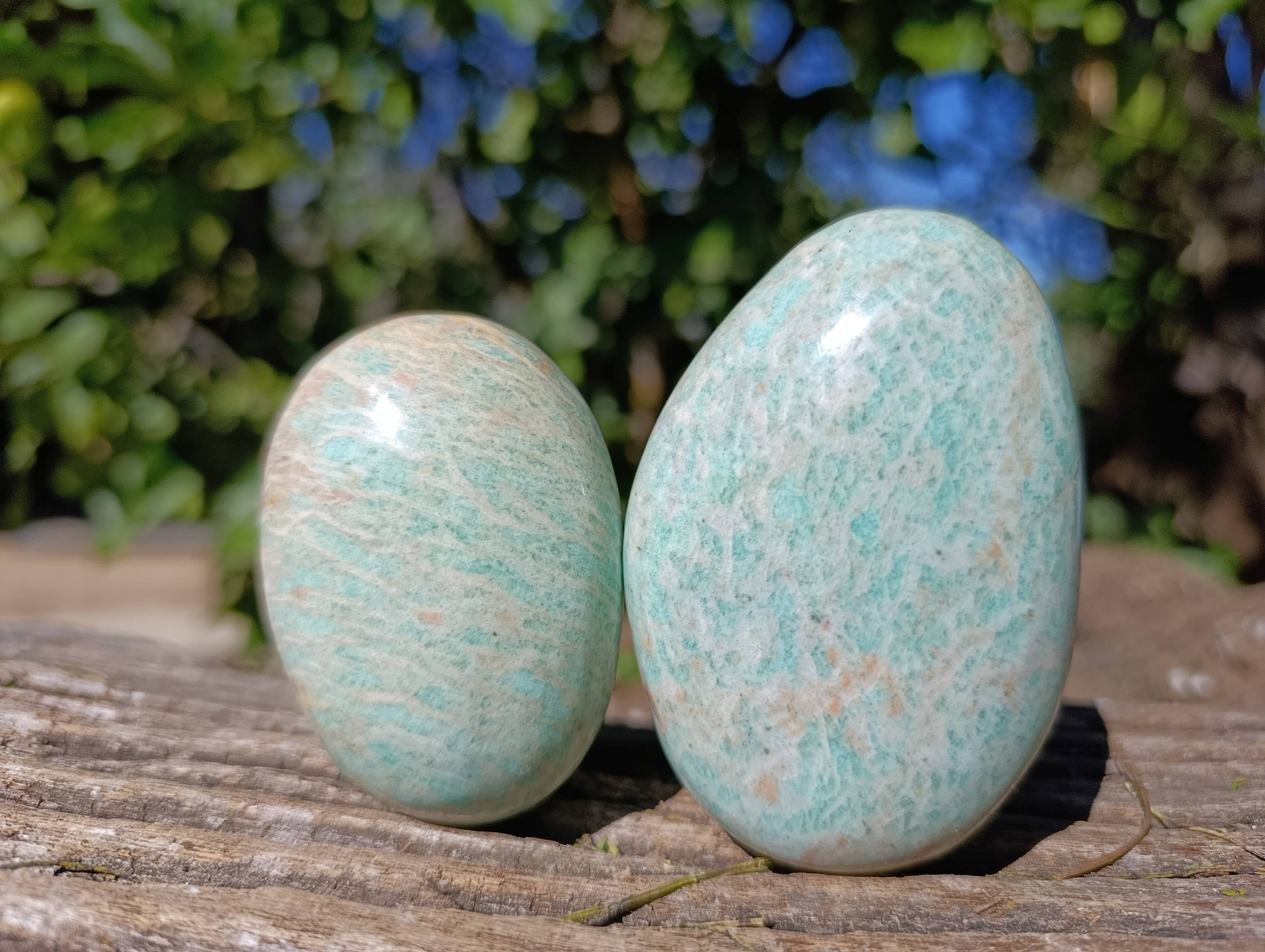 Polished Amazonite Palm Stones x 12 From Madagascar - Toprock Gemstones and Minerals 