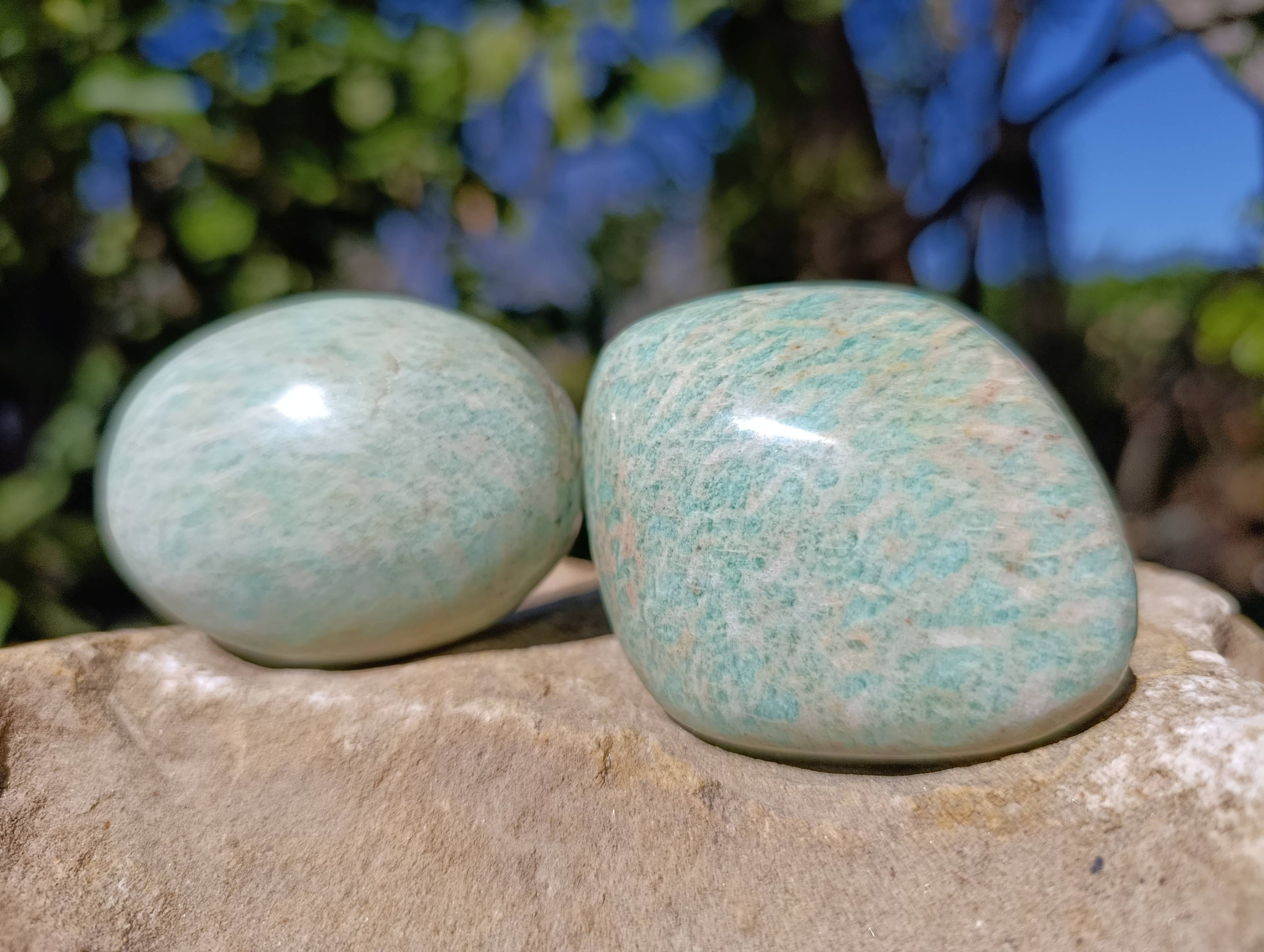 Polished Amazonite Palm Stones x 12 From Madagascar - Toprock Gemstones and Minerals 