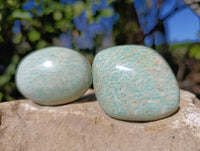 Polished Amazonite Palm Stones x 12 From Madagascar