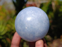 Polished Blue Calcite Spheres x 4 From Madagascar
