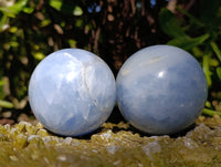 Polished Blue Calcite Spheres x 4 From Madagascar