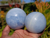 Polished Blue Calcite Spheres x 4 From Madagascar