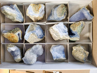 Natural Blue Lace Agate Geode Specimens x 12 From Nsanje, Malawi
