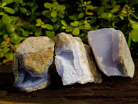 Natural Blue Lace Agate Geode Specimens x 12 From Nsanje, Malawi