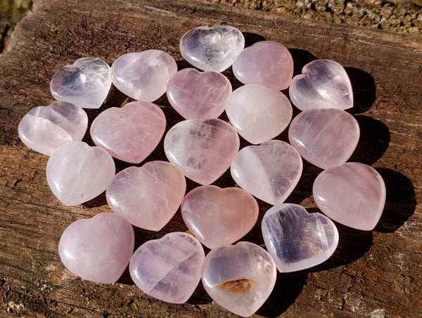 Polished Rose Quartz Hearts x 20 Madagascar