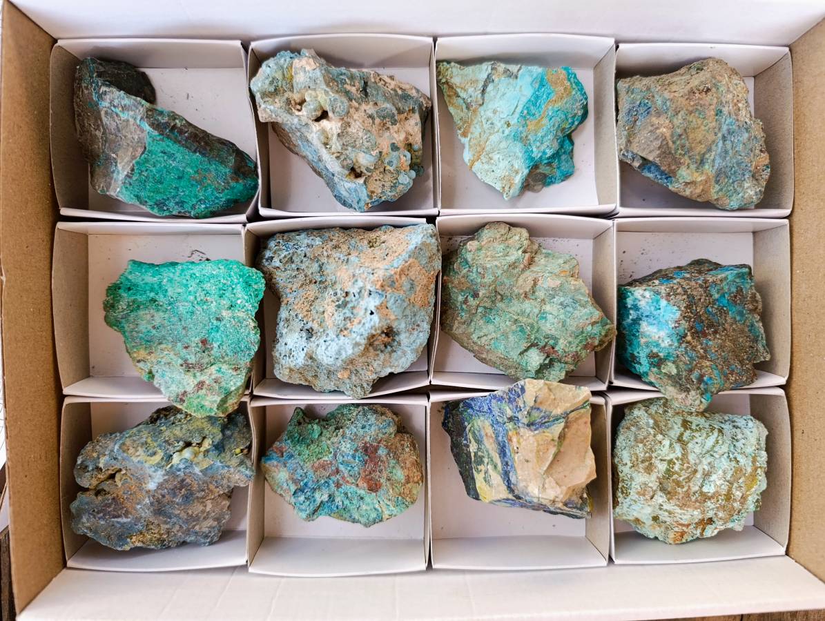 Natural Shattuckite with Chrysocolla Cobbed Specimens x 12 From Kaokoveld, Namibia - Toprock Gemstones and Minerals 