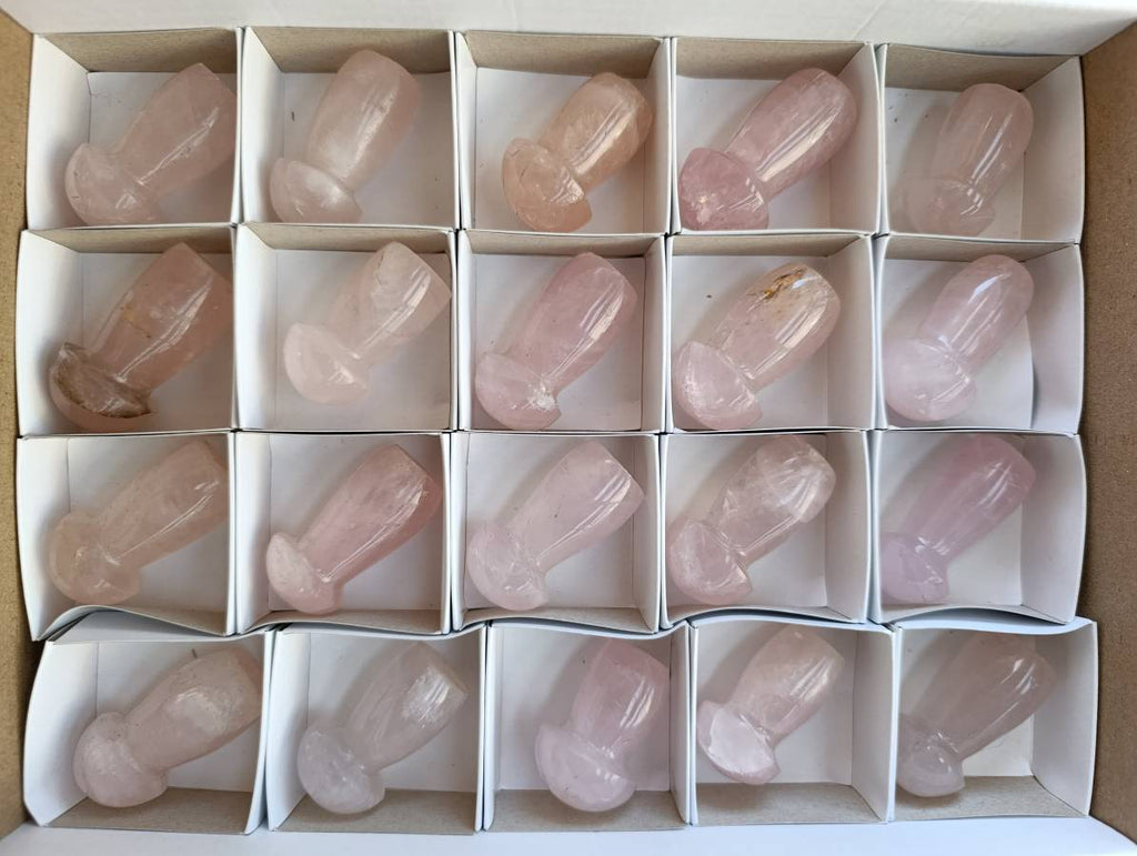 Polished Rose Quartz Mushrooms x 20 Madagascar - Toprock Gemstones and Minerals 