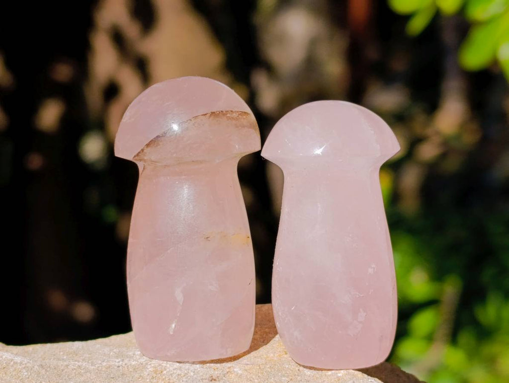 Polished Rose Quartz Mushrooms x 20 Madagascar - Toprock Gemstones and Minerals 