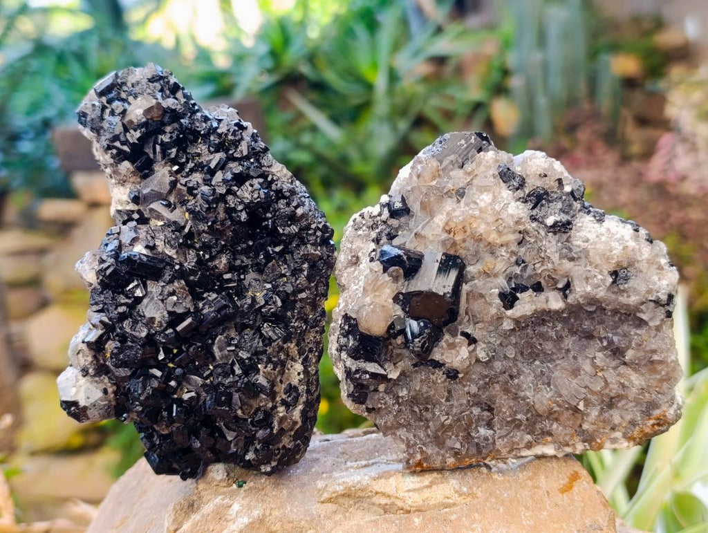 Natural Schorl Black Tourmaline Specimens x 3 From Erongo, Namibia - Toprock Gemstones and Minerals 
