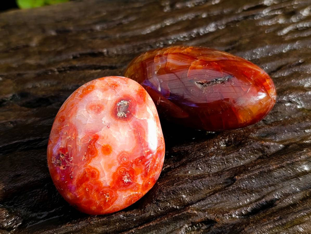 Polished Carnelian Agate Palm Stones x 12 From Madagascar - Toprock Gemstones and Minerals 