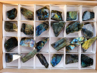 Polished On One Side Labradorite x 24 From Tulear, Madagascar - Toprock Gemstones and Minerals 