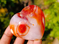 Polished Carnelian Agate Gemstone Hearts x 6 From Madagascar