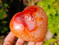 Polished Carnelian Agate Gemstone Hearts x 6 From Madagascar