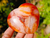 Polished Carnelian Agate Gemstone Hearts x 6 From Madagascar