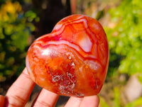 Polished Carnelian Agate Gemstone Hearts x 6 From Madagascar