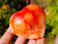 Polished Carnelian Agate Gemstone Hearts x 6 From Madagascar