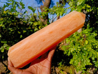Polished Orange Twist Calcite Point x 1 From Maevantanana, Madagascar
