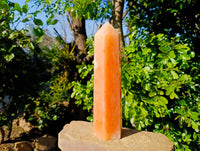 Polished Orange Twist Calcite Point x 1 From Maevantanana, Madagascar