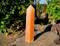 Polished Orange Twist Calcite Point x 1 From Maevantanana, Madagascar