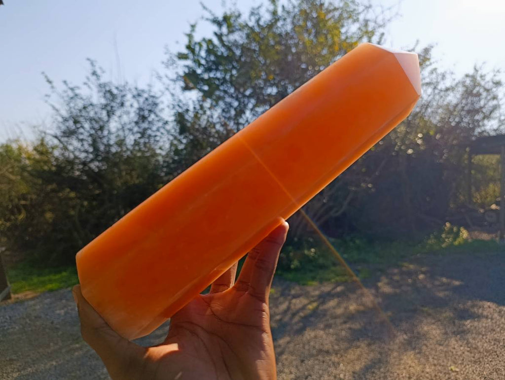 Polished Orange Twist Calcite Point x 1 From Maevantanana, Madagascar - Toprock Gemstones and Minerals 