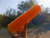 Polished Orange Twist Calcite Point x 1 From Maevantanana, Madagascar