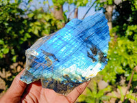 Polished On One Side Labradorite Slices x 6 From Tulear, Madagascar