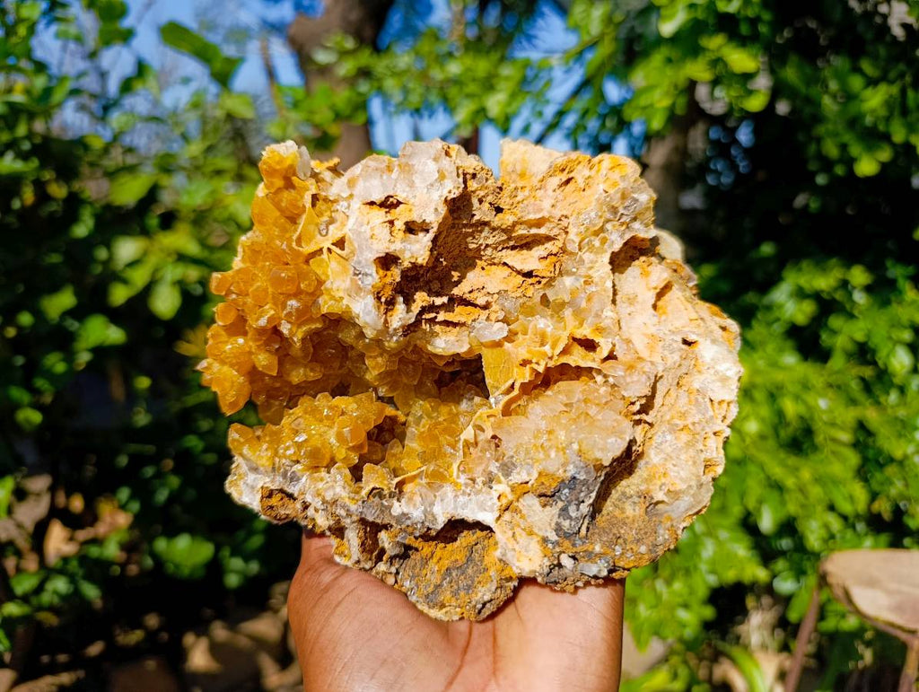 Natural Golden Limonite Quartz Geode Specimens x 2 From Zambia - Toprock Gemstones and Minerals 