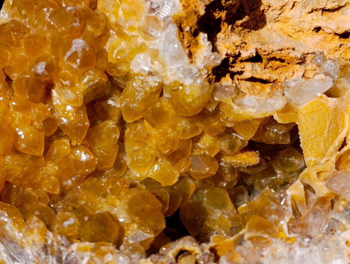 Natural Golden Limonite Quartz Geode Specimens x 2 From Zambia - Toprock Gemstones and Minerals 