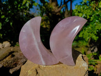 Polished Rose Quartz Moon Bowls x 3 From Madagascar