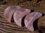 Polished Rose Quartz Moon Bowls x 3 From Madagascar - Toprock Gemstones and Minerals 