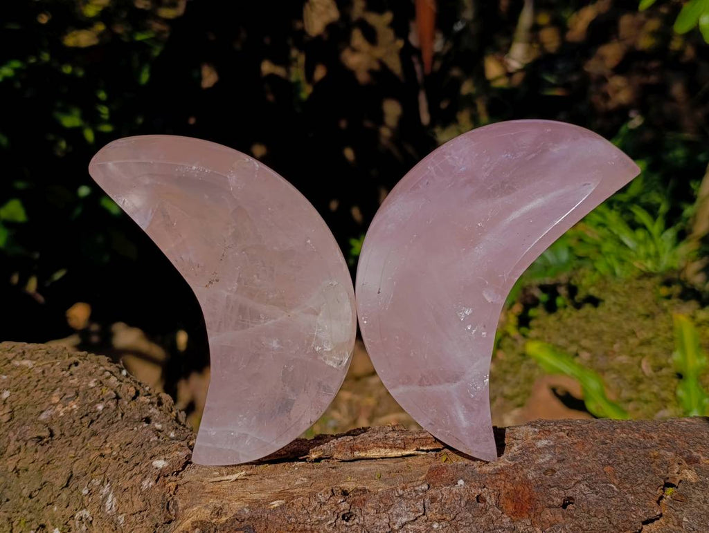 Polished Rose Quartz Moon Bowls x 3 From Madagascar - Toprock Gemstones and Minerals 