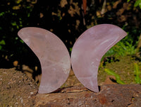 Polished Rose Quartz Moon Bowls x 3 From Madagascar