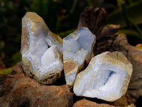 Natural Blue Lace Agate Geode Specimens x 24 From Nsanje, Malawi