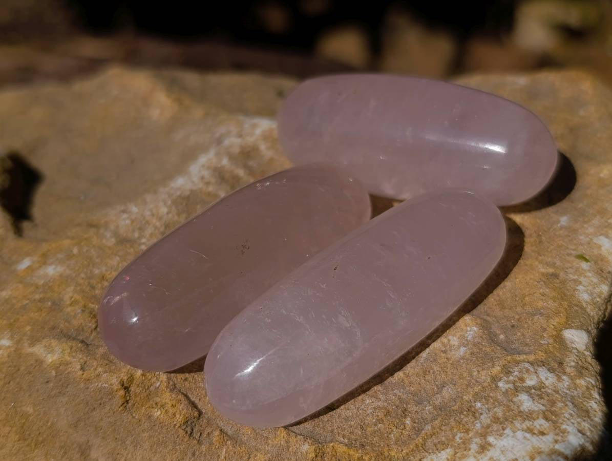 Polished Rose Quartz Bullets x 20 From Madagascar - Toprock Gemstones and Minerals 