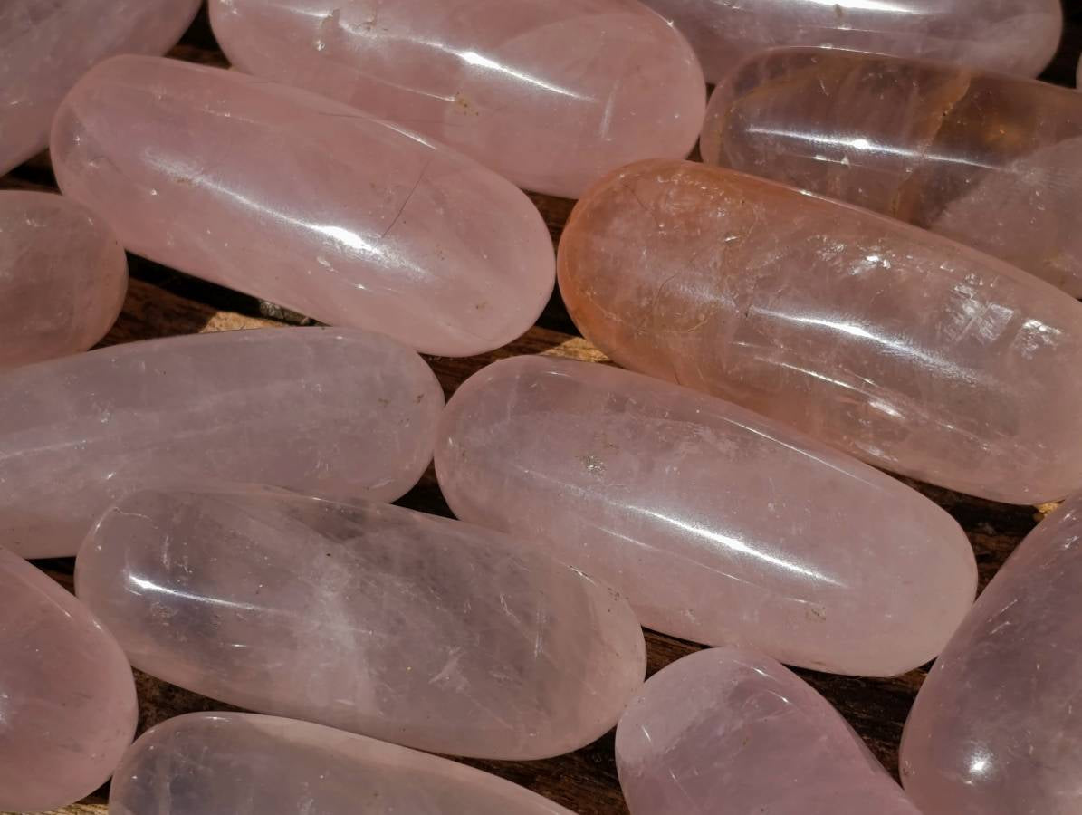 Polished Rose Quartz Bullets x 20 From Madagascar - Toprock Gemstones and Minerals 