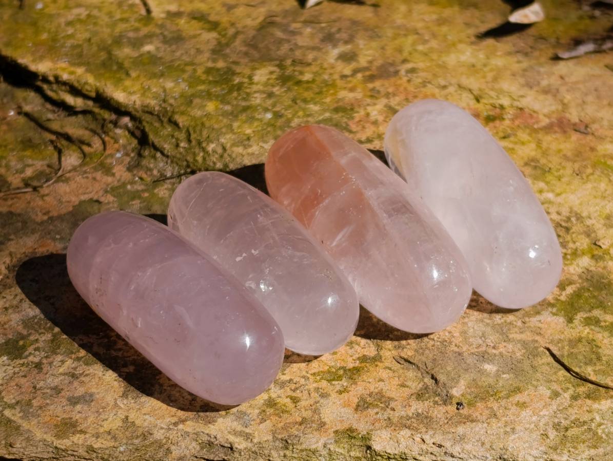 Polished Rose Quartz Bullets x 20 From Madagascar - Toprock Gemstones and Minerals 