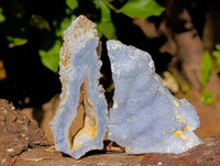 Natural Etched Blue Chalcedony Specimens x 12 From Nsanje, Malawi