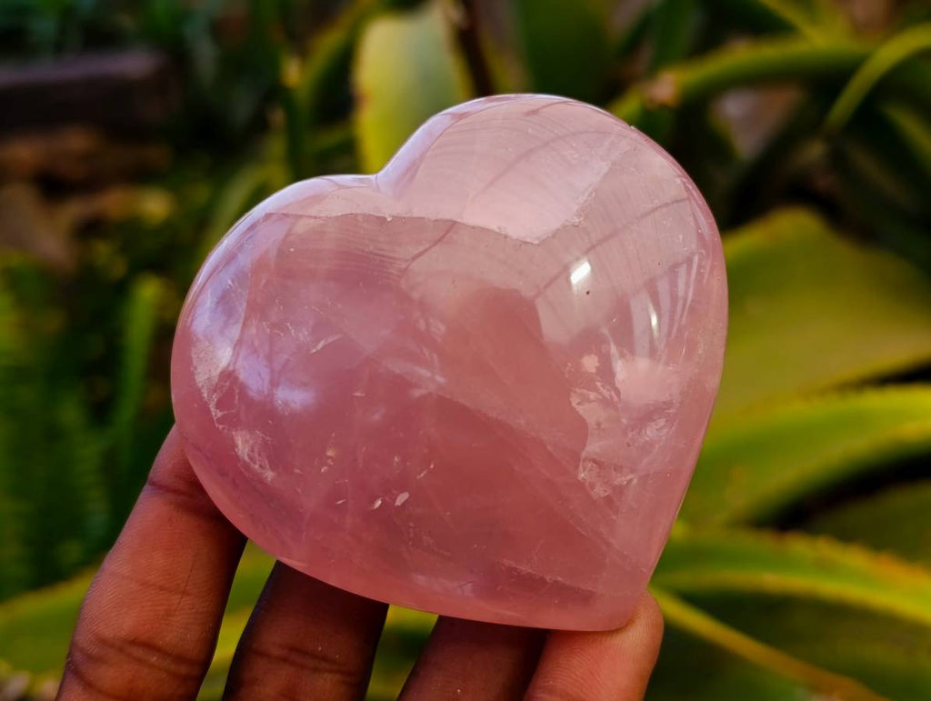 Polished Rose Quartz Hearts x 6 From Madagascar - Toprock Gemstones and Minerals 