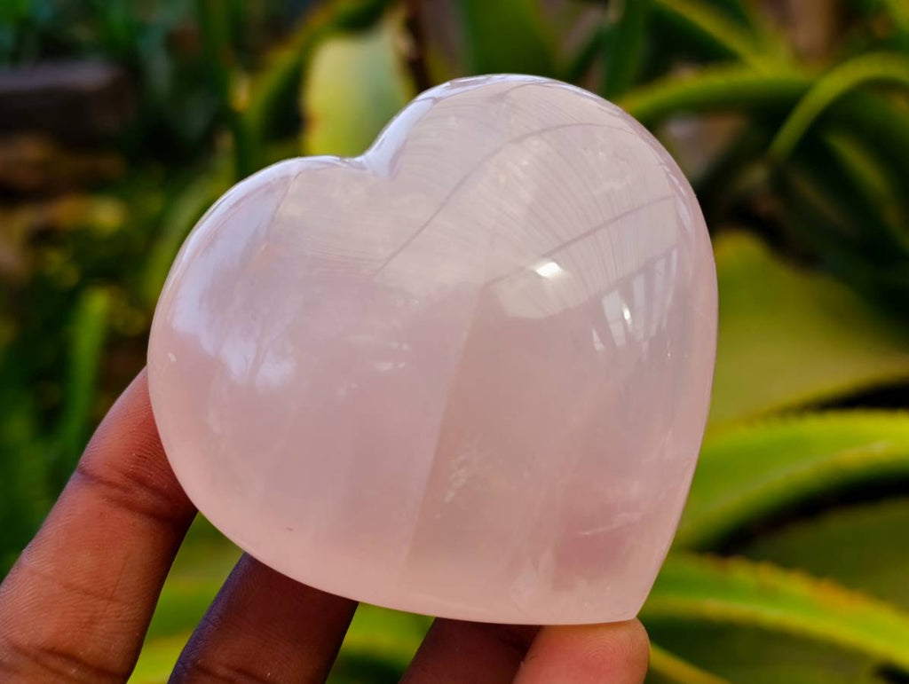 Polished Rose Quartz Hearts x 6 From Madagascar - Toprock Gemstones and Minerals 
