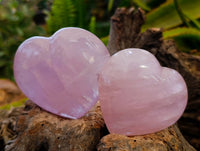 Polished Rose Quartz Hearts x 6 From Madagascar