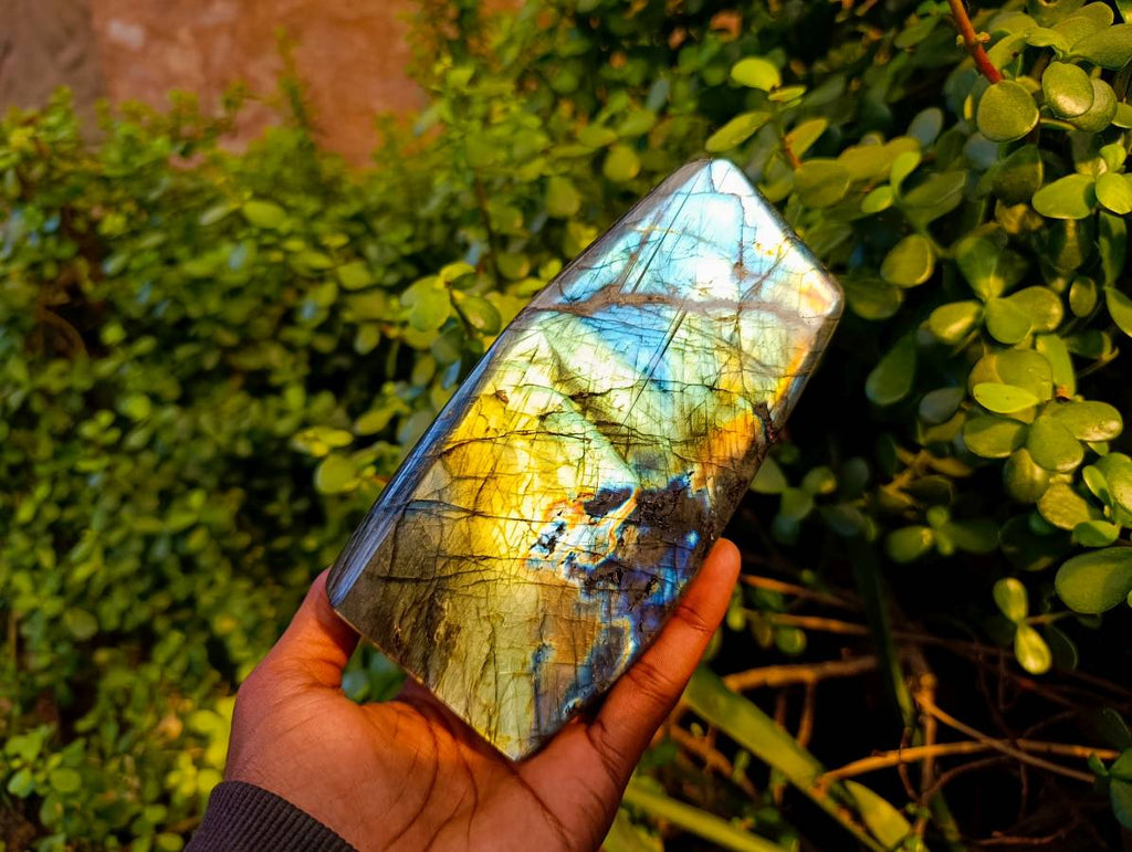 Polished Labradorite Standing Free Forms x 2 From Tulear, Madagascar - Toprock Gemstones and Minerals 