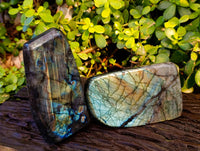 Polished Labradorite Standing Free Forms x 2 From Tulear, Madagascar