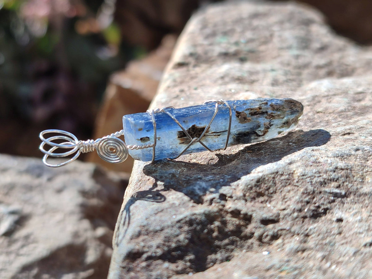 Natural Kyanite Crystals with Silver Wire Wrap - Sold per Piece - South Africa - Toprock Gemstones and Minerals 