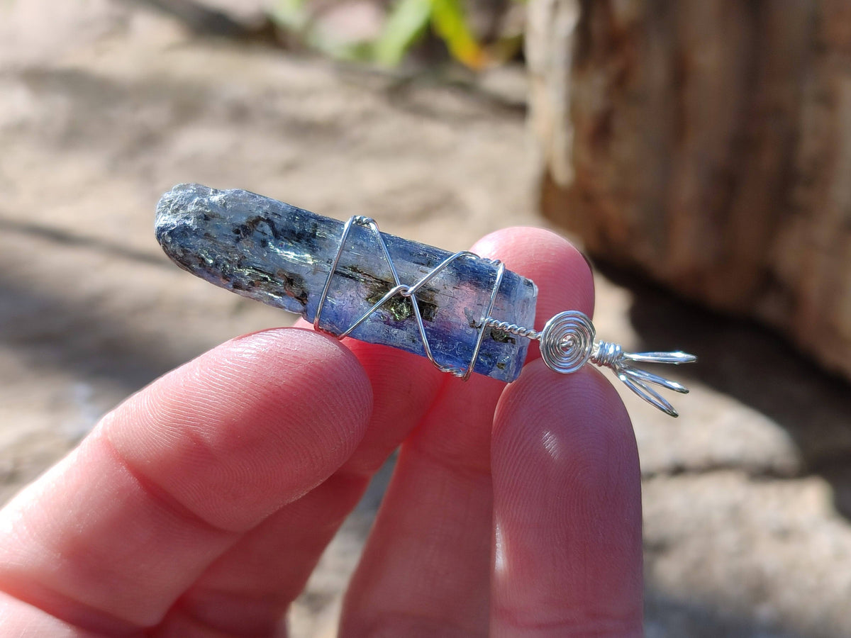 Natural Kyanite Crystals with Silver Wire Wrap - Sold per Piece - South Africa - Toprock Gemstones and Minerals 