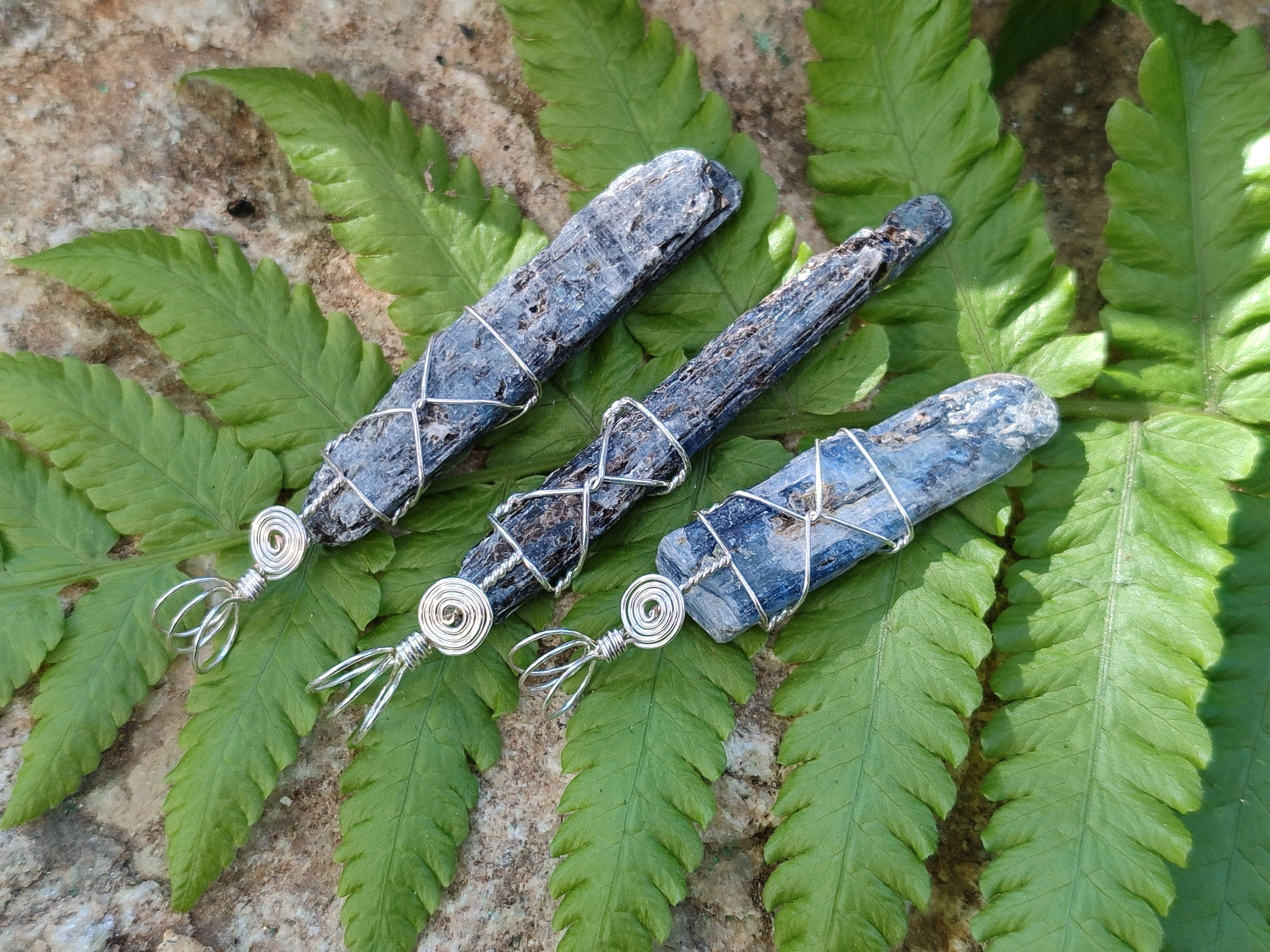 Natural Kyanite Crystals with Silver Wire Wrap - Sold per Piece - South Africa - Toprock Gemstones and Minerals 