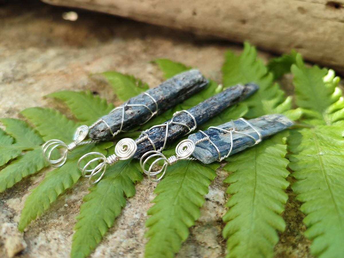 Natural Kyanite Crystals with Silver Wire Wrap - Sold per Piece - South Africa - Toprock Gemstones and Minerals 