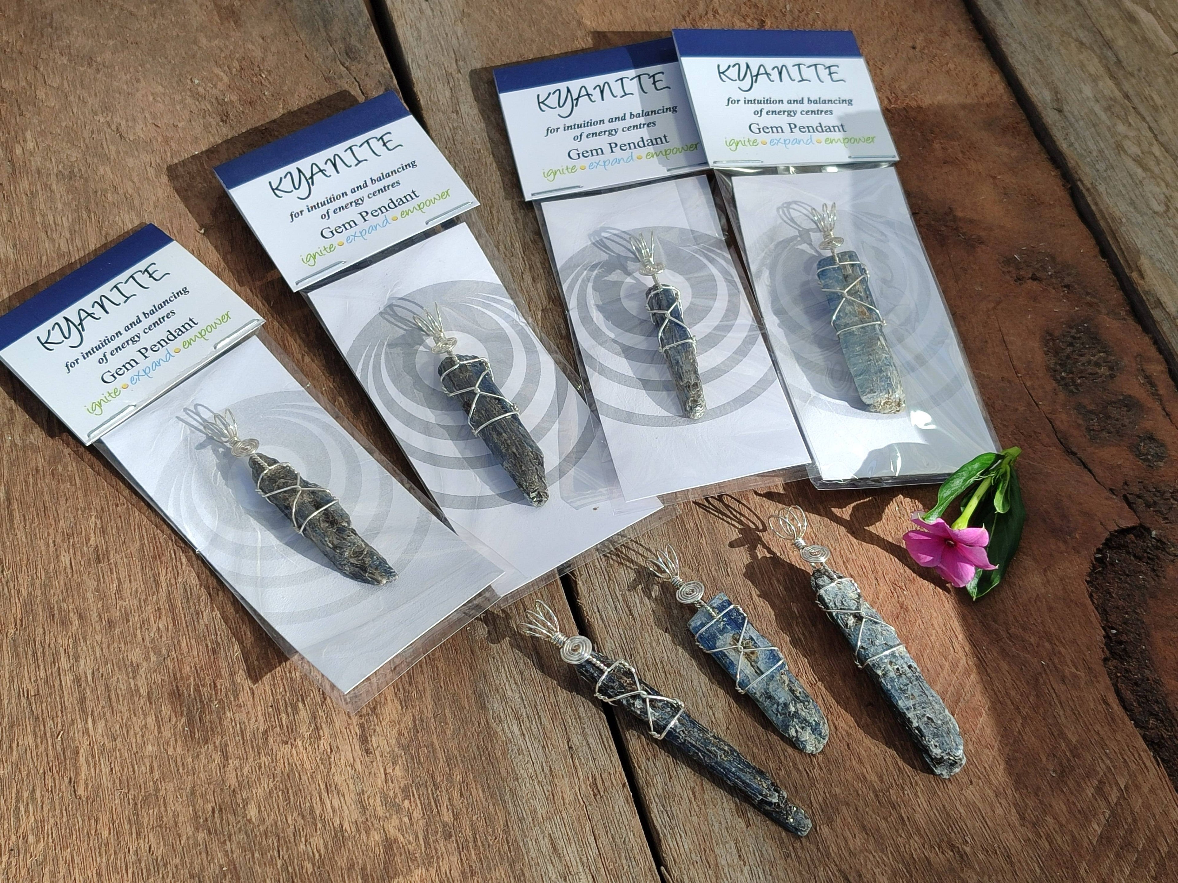 Natural Kyanite Crystals with Silver Wire Wrap - Sold per Piece - South Africa - Toprock Gemstones and Minerals 