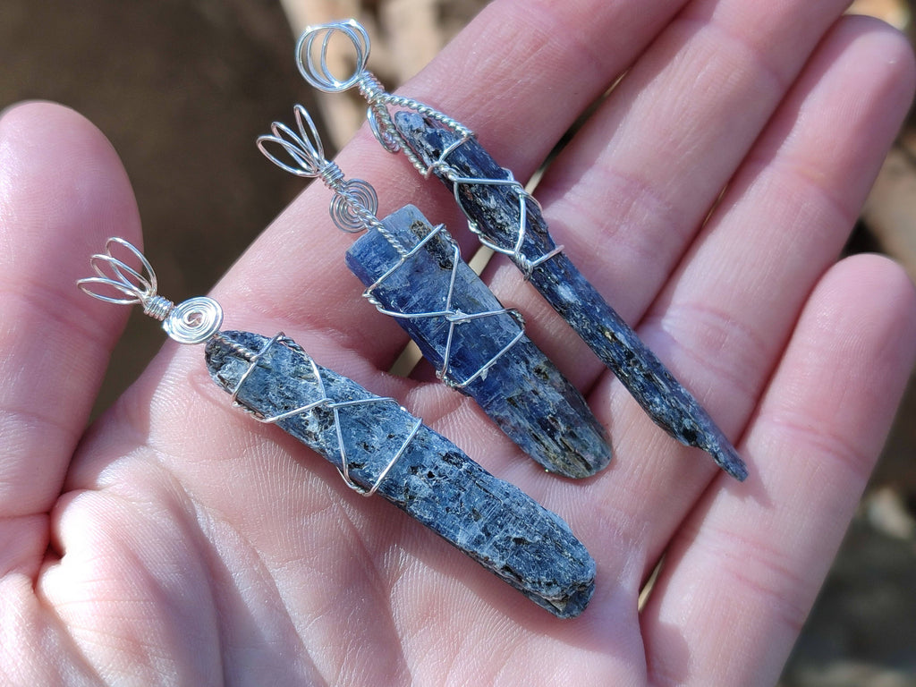 Natural Kyanite Crystals with Silver Wire Wrap - Sold per Piece - South Africa - Toprock Gemstones and Minerals 