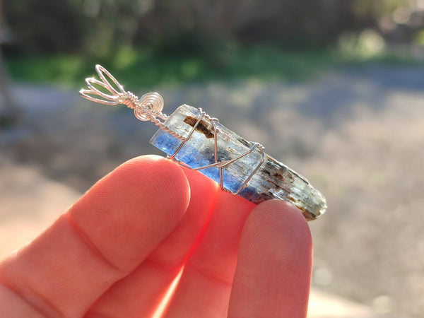 Natural Kyanite Crystals with Silver Wire Wrap - Sold per Piece - South Africa
